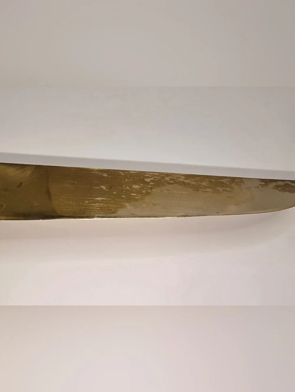 Mid-century Carving Knife & Fork Set Brass/Bronze Alloy with Teak Wood Handle